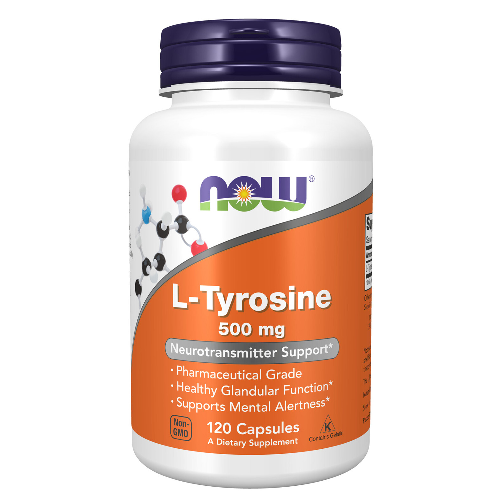 3 x NOW L Tyrosine 500 mg 120 Capsules Neurotransmitter Support