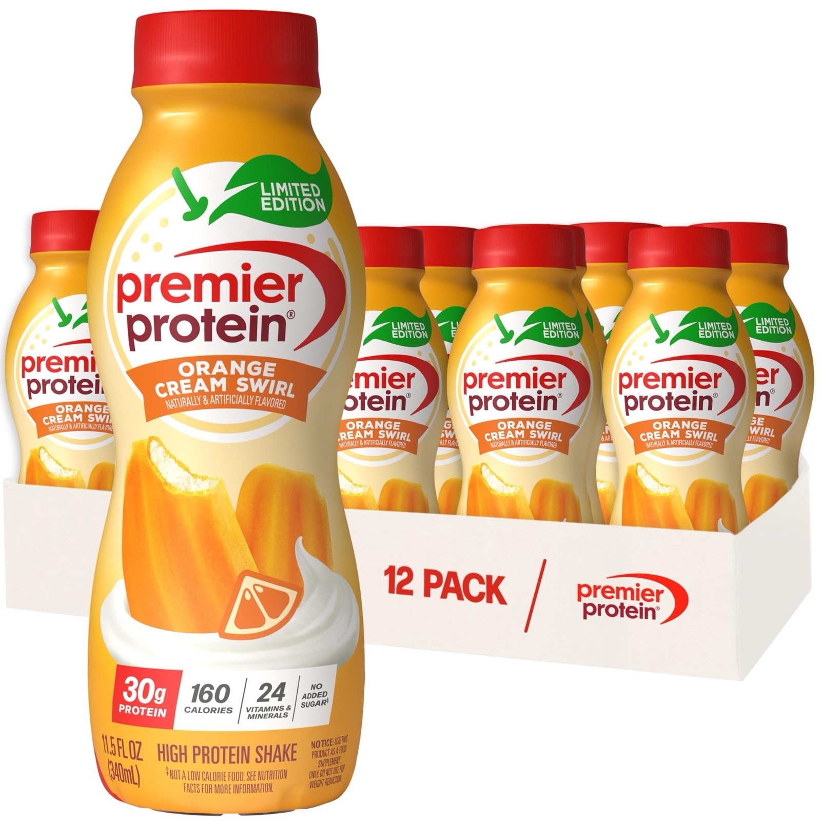 •*.Premier Protein Shake Orange🍊Cream🍦Swirl, 11.5 fl oz, 12-pack,*.•