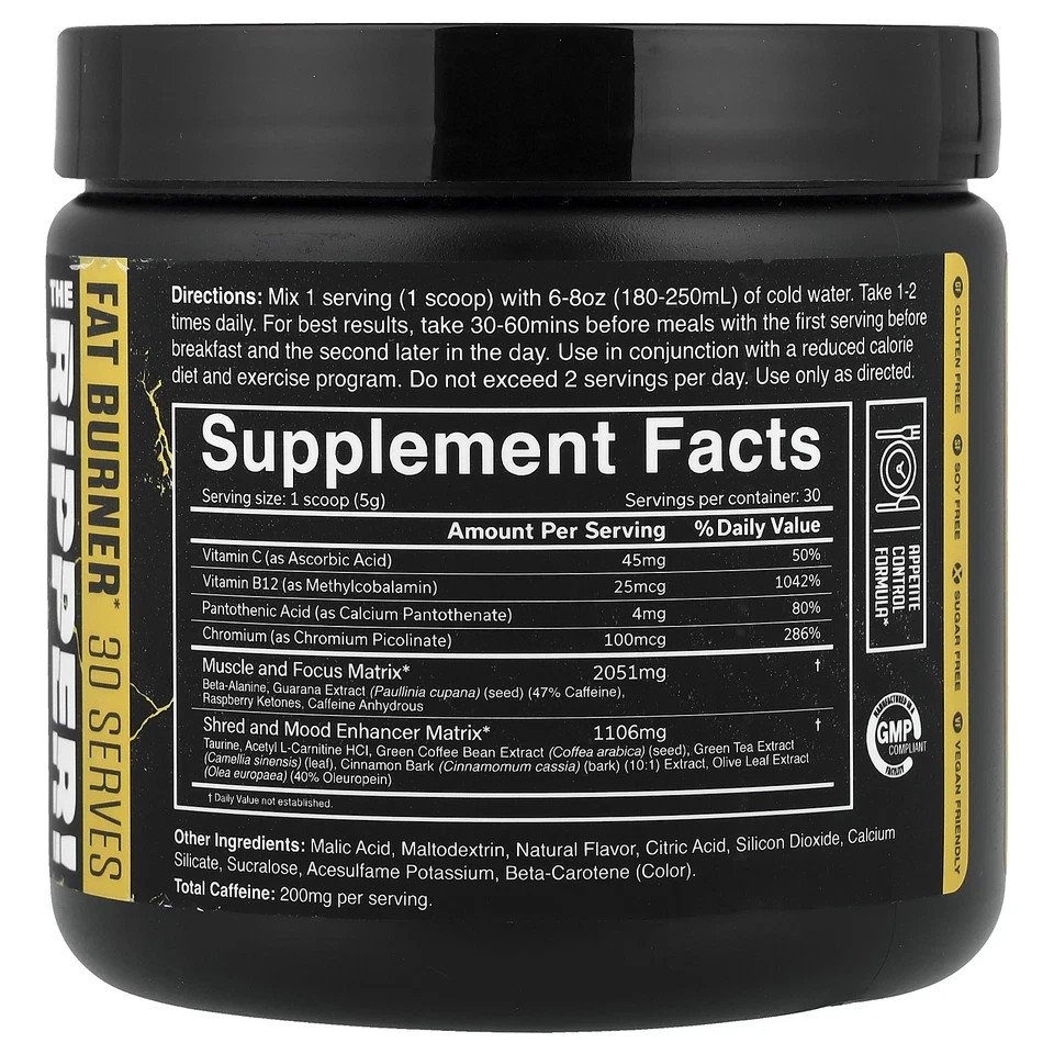 JNX Sports The Ripper! Fat Burner, Pineapple Shred, 150g (5.3 oz), 2-Pack