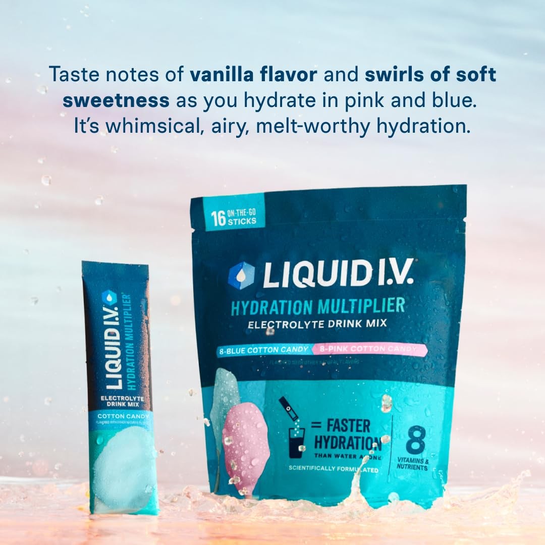 Liquid I.V.® Hydration Multiplier – Cotton Candy | 0.56 Ounce (Pack of 16)