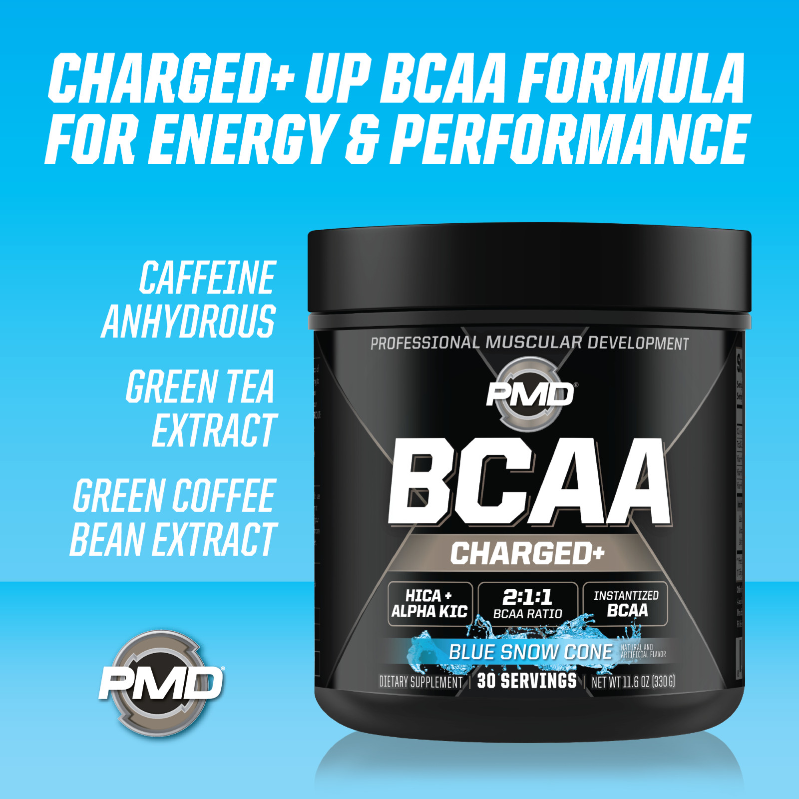 BCAA Charged Amino Acid Drink-Performance – Recovery – Blue Snow Cone (30 Serve)