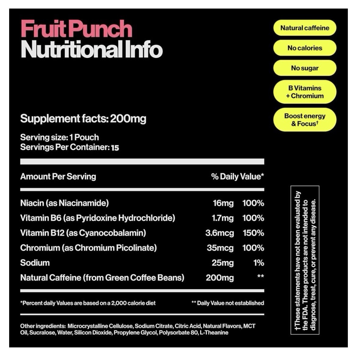 Wip Fruit Punch & Mint Energy Pouches 4pk 100mg & 200mg Caffeine
