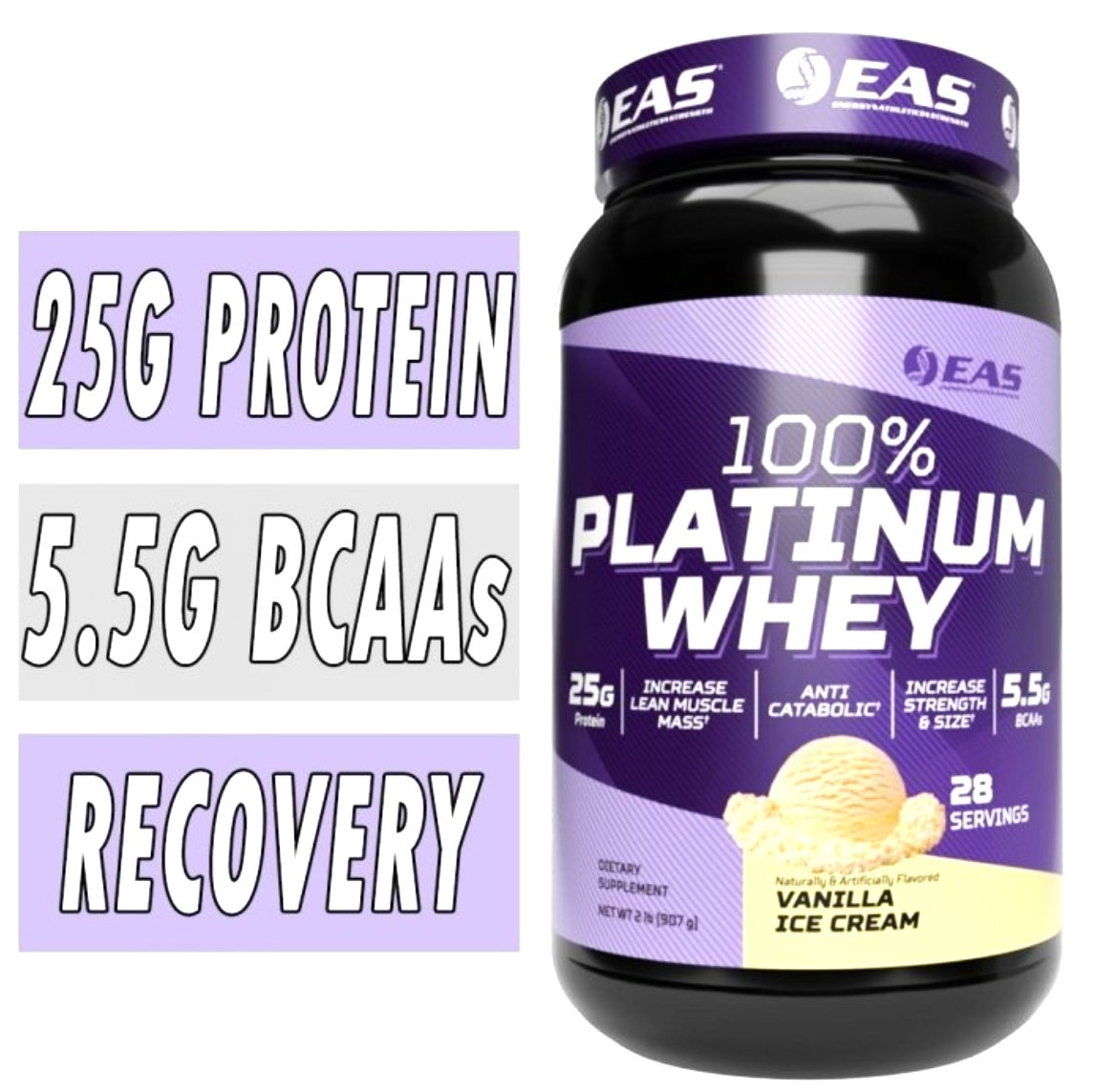 100% Platinum Whey, Vanilla Ice Cream, 2 lbs (907 g)