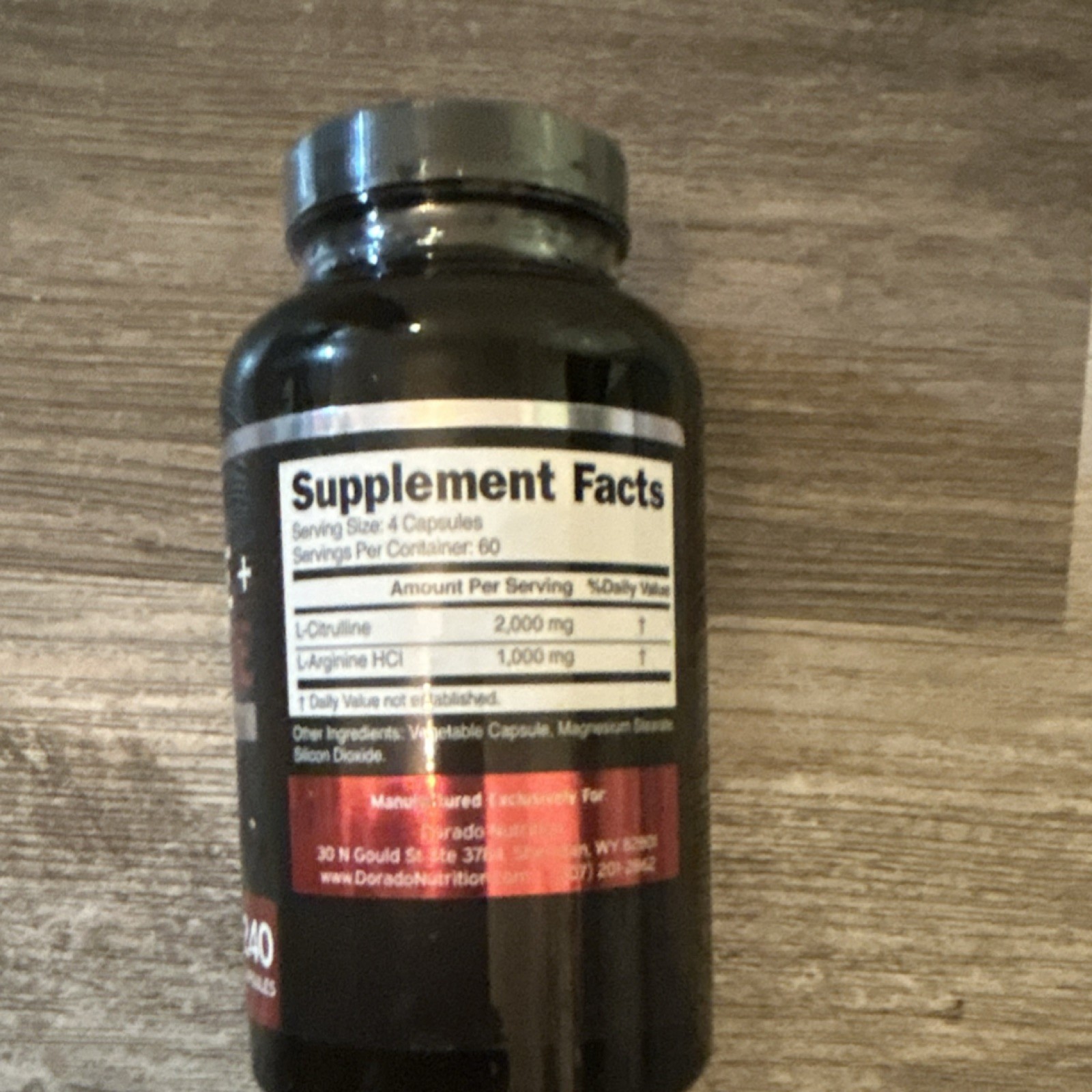 Dorado Nutrition L-Arginine HCl L-Citrulline 3000mg Capsules 240 Ct