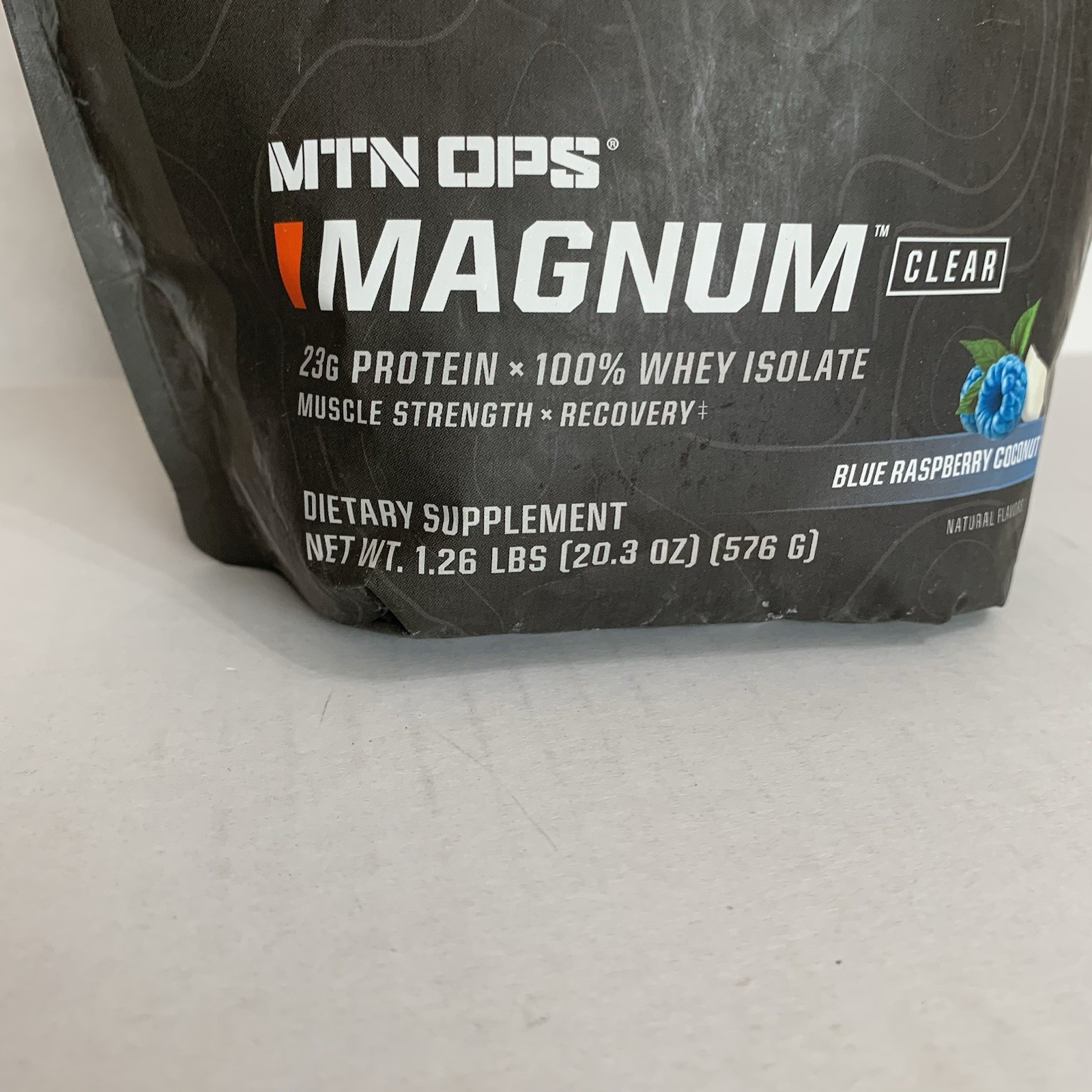 MTN OPS Magnum 23G Protein 100% Whey Isolate Blue Raspberry Coconut 1.26lbs