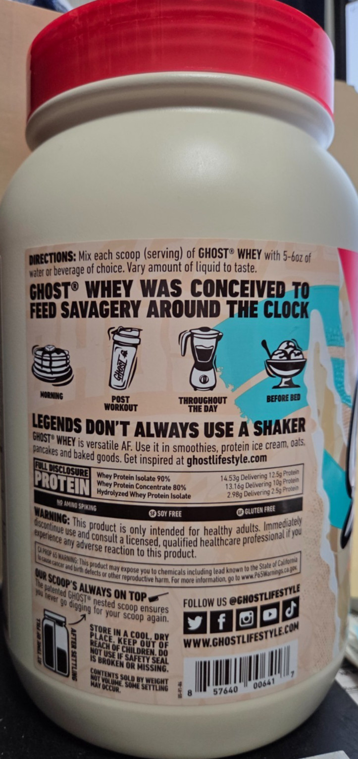 Ghost Whey Protein Fruity Cereal Milk 2lb (924 g) 25g 5/2026