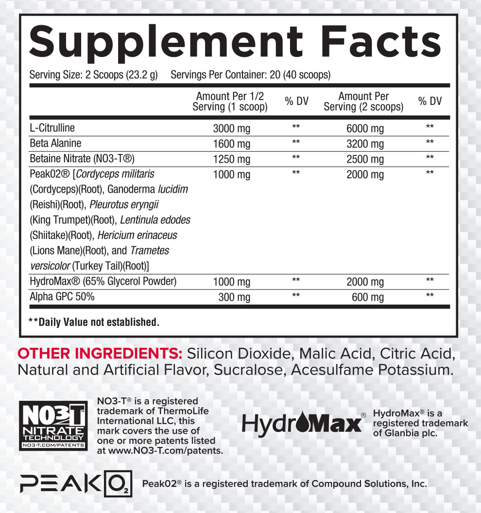 Core Nutritionals Pump Full-Spectrum/Non-Stim Pre-Workout 20serv Cherry Burst