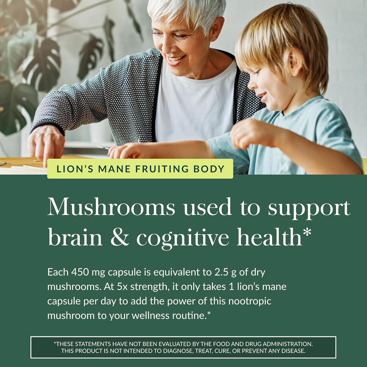 Gaia Herbs Lion’s Mane Mushroom – Brain Health Support* – 40 Vegan Capsules (40