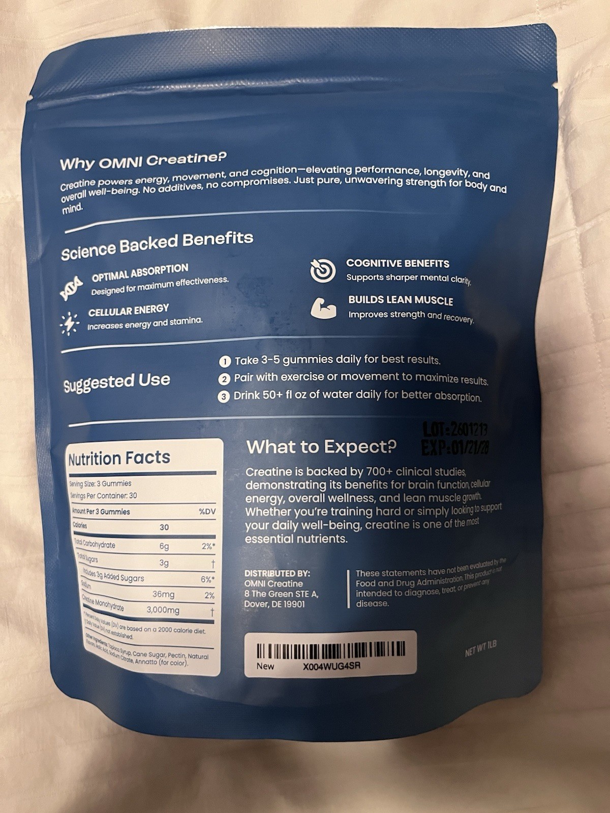 Omni Creatine Monohydrate Gummies Supports Muscle Growth (Peach)