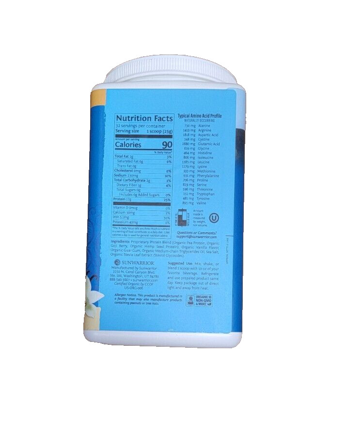 Sunwarrior Protein Warrior Blend Vanilla 1.76LB 800g Plant Based
