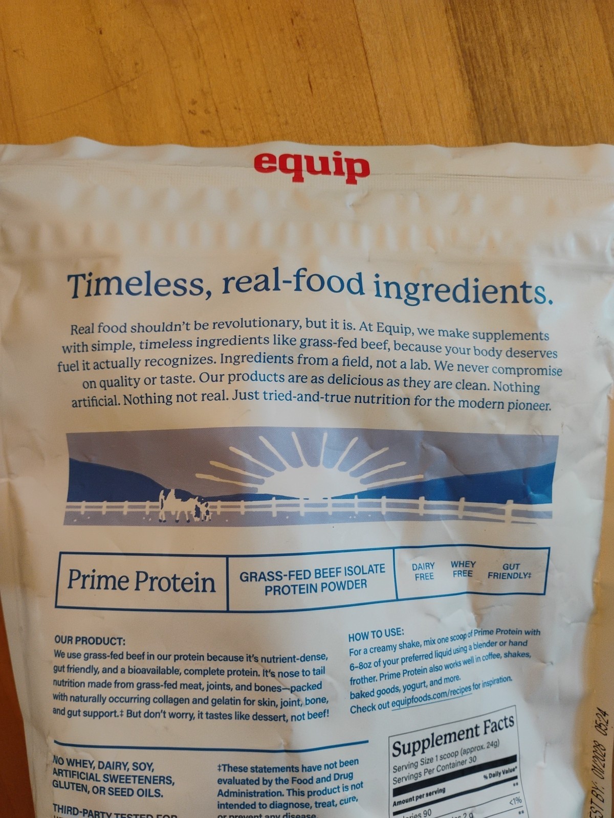 Equip Foods Prime Protein Powder Grass Fed Beef Protein Cookies Cream New 01/28