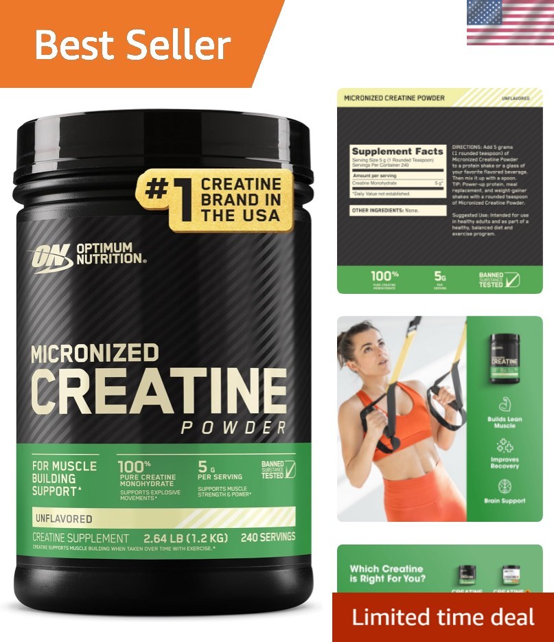 Micronized Creatine Monohydrate Powder, Unflavored, 240 Servings, 1200 Grams …