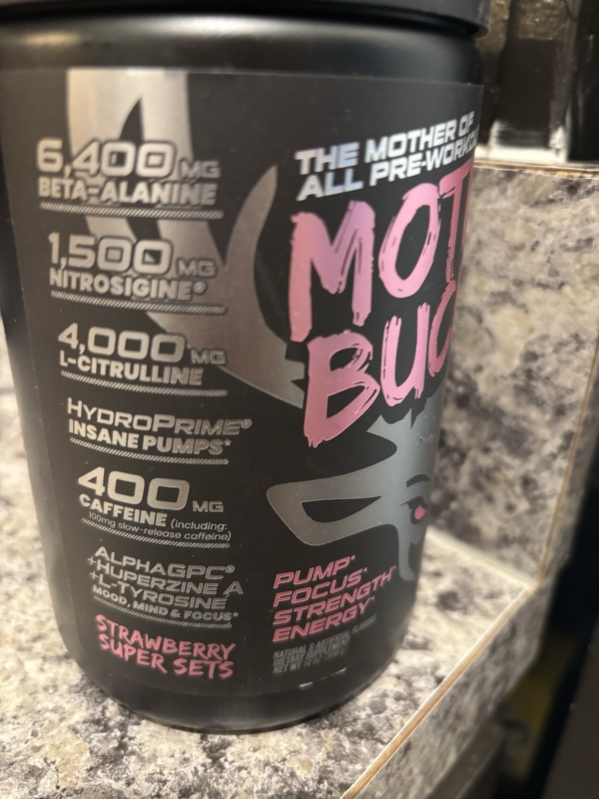 Bucked Up High-Stimulant Pre-Workout Powder Strawberry Super Sets 30 Servings