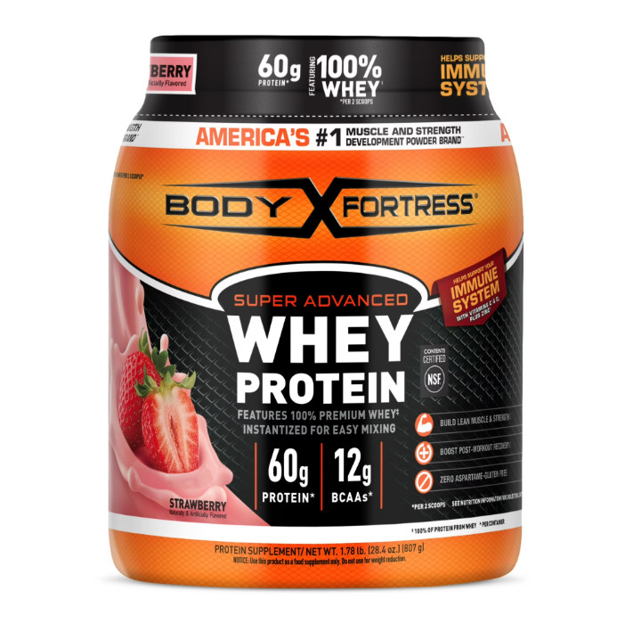 2 Pack Super Advanced 100% Premium Whey Protein Powder, Strawberry, 1.78 lb Pk