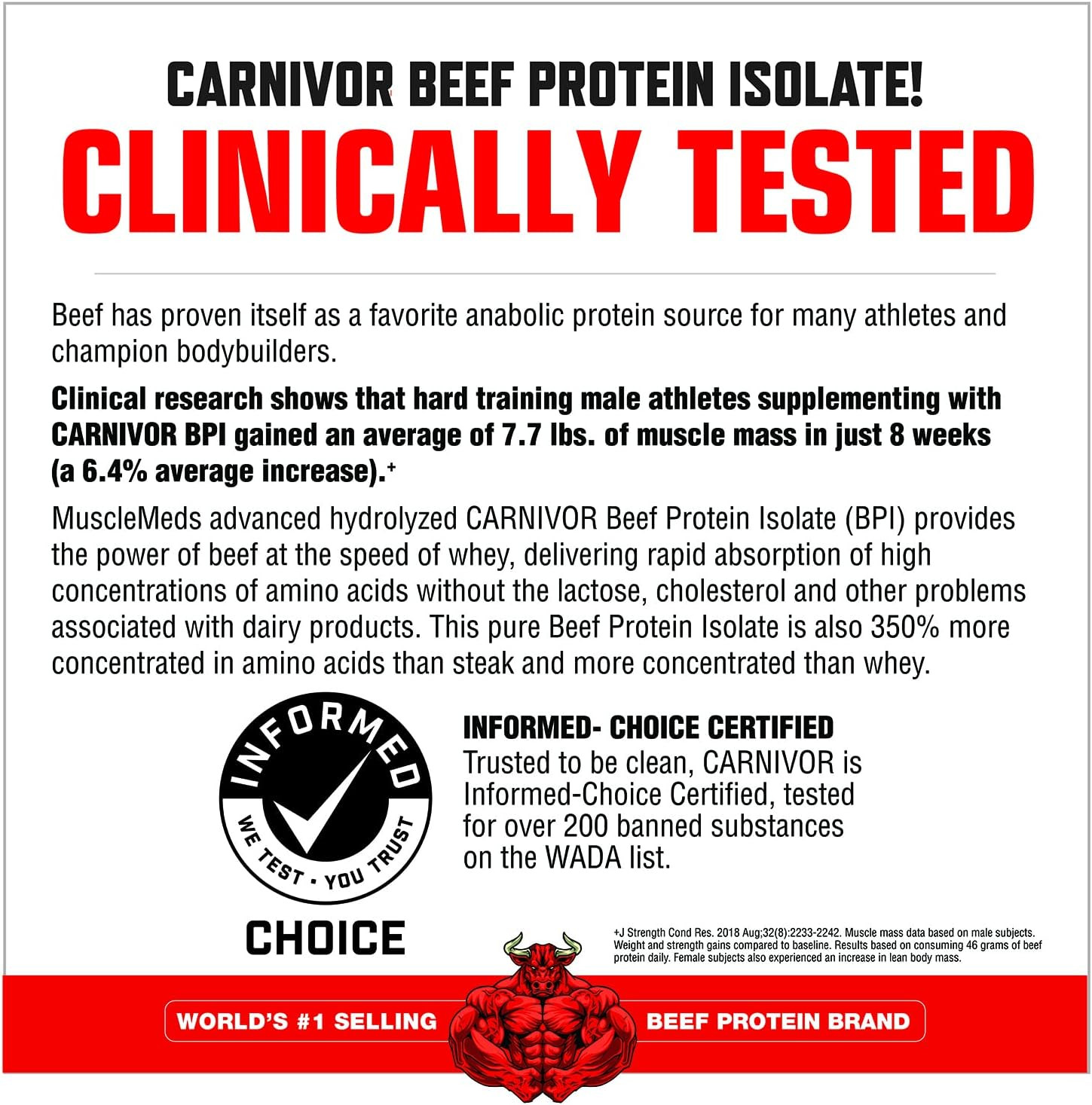 CARNIVOR Beef Protein Isolate Powder, Muscle Building, Recovery, Lactose Free, S