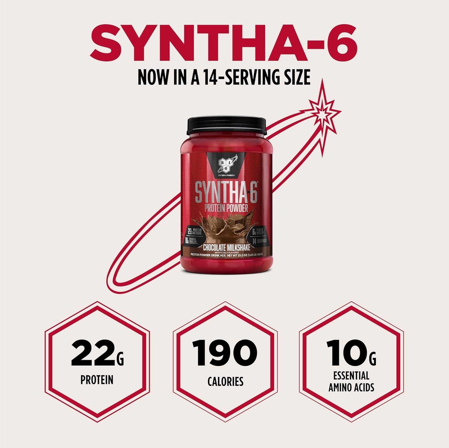 SYNTHA-6 Protein Powder – Ultimate Chocolate Milkshake, 14 Servings, 22g Protein