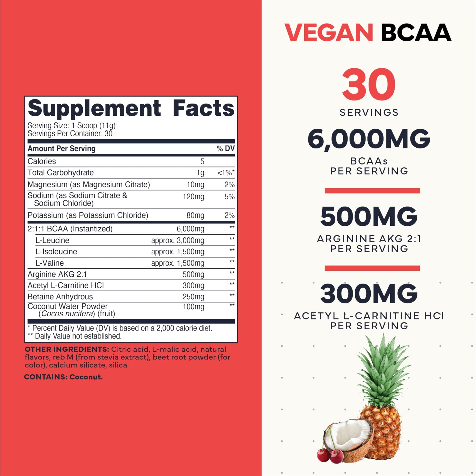 Type Zero Ultra Clean Vegan BCAA Powder + Electrolytes (Hawaiian Punch | 6G) 2:1
