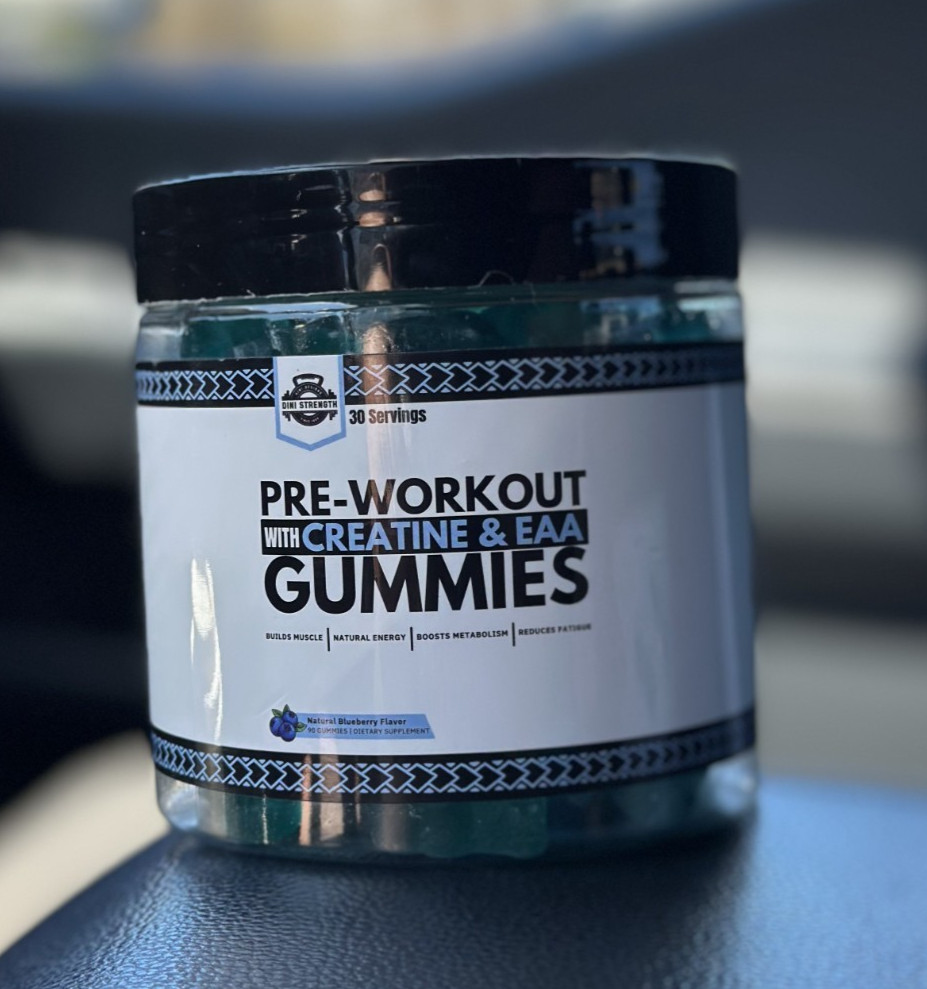3-in-1 Pre-Workout Gummies Blueberry | Vegan Non-GMO | 150mg Caffeine + 4.5g Cre