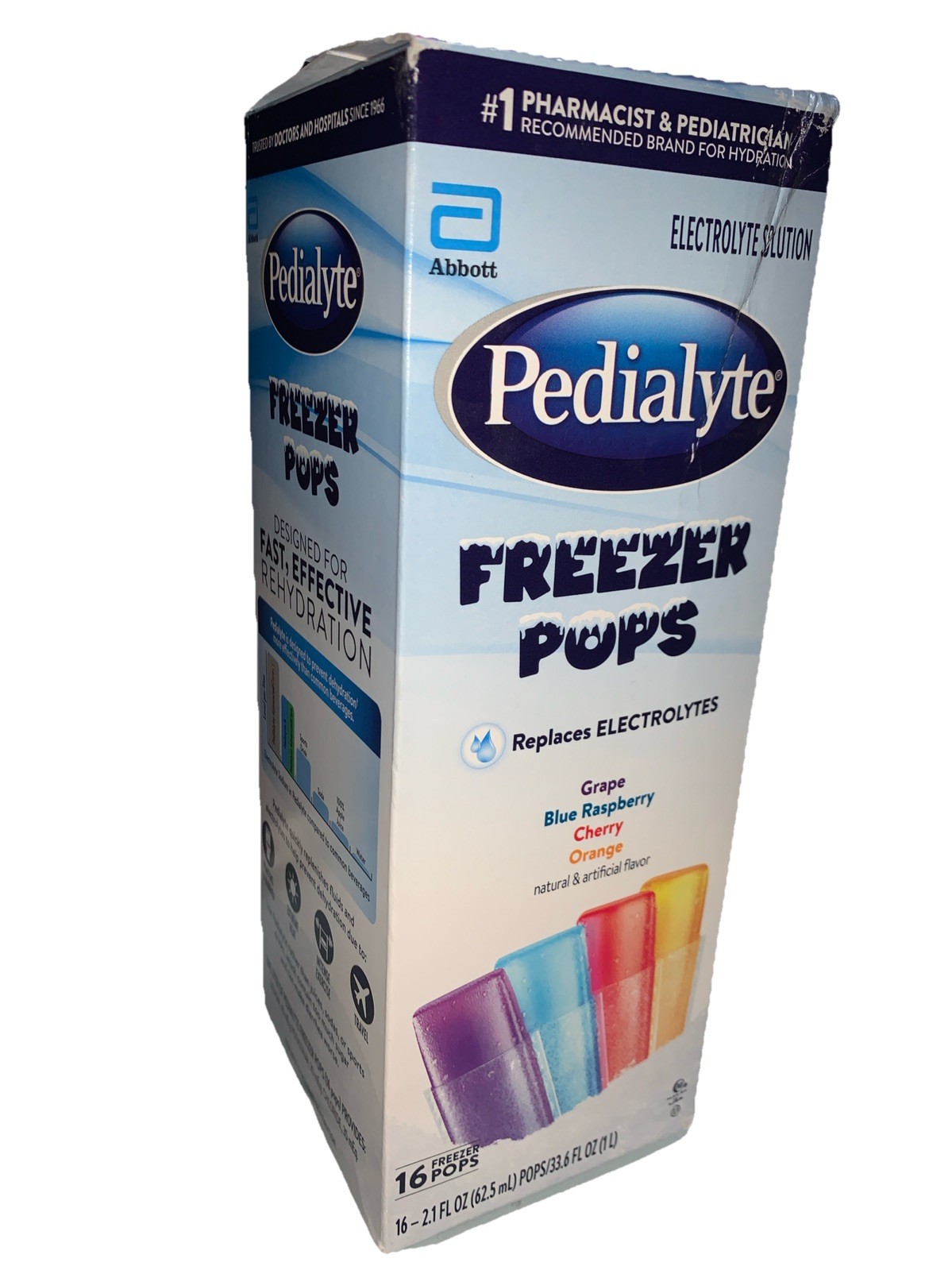 Pedialyte Freezer Pops Oral Electrolyte Solution Natural Assorted Flavors 16ct