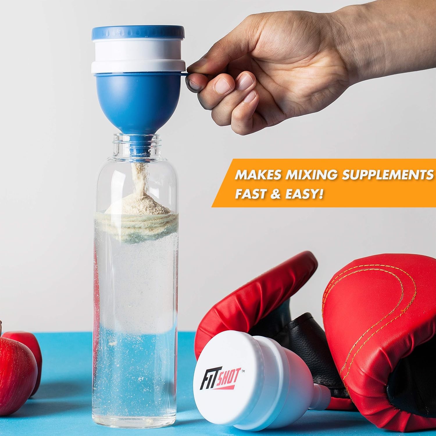 Protein Powder Funnel- Supplement Funnel with Keychain 4pack Water Bottle