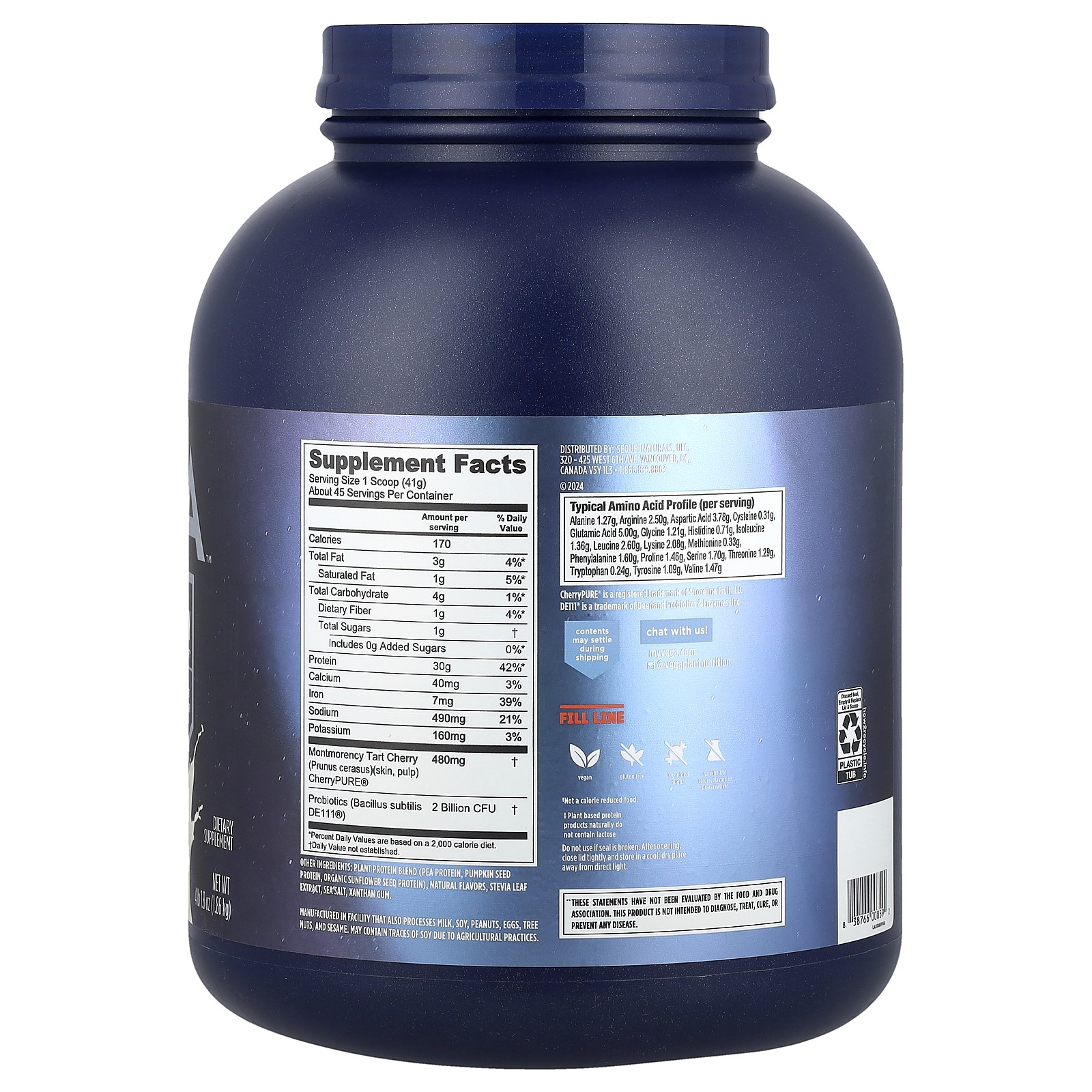 Vega Sport Protein Vanilla Flavor 4 lb 1 1 oz 1 85 kg Gluten-Free, Informed
