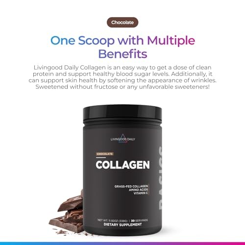 Livingood Chocolate Collagen Powder – Grass Fed, Keto