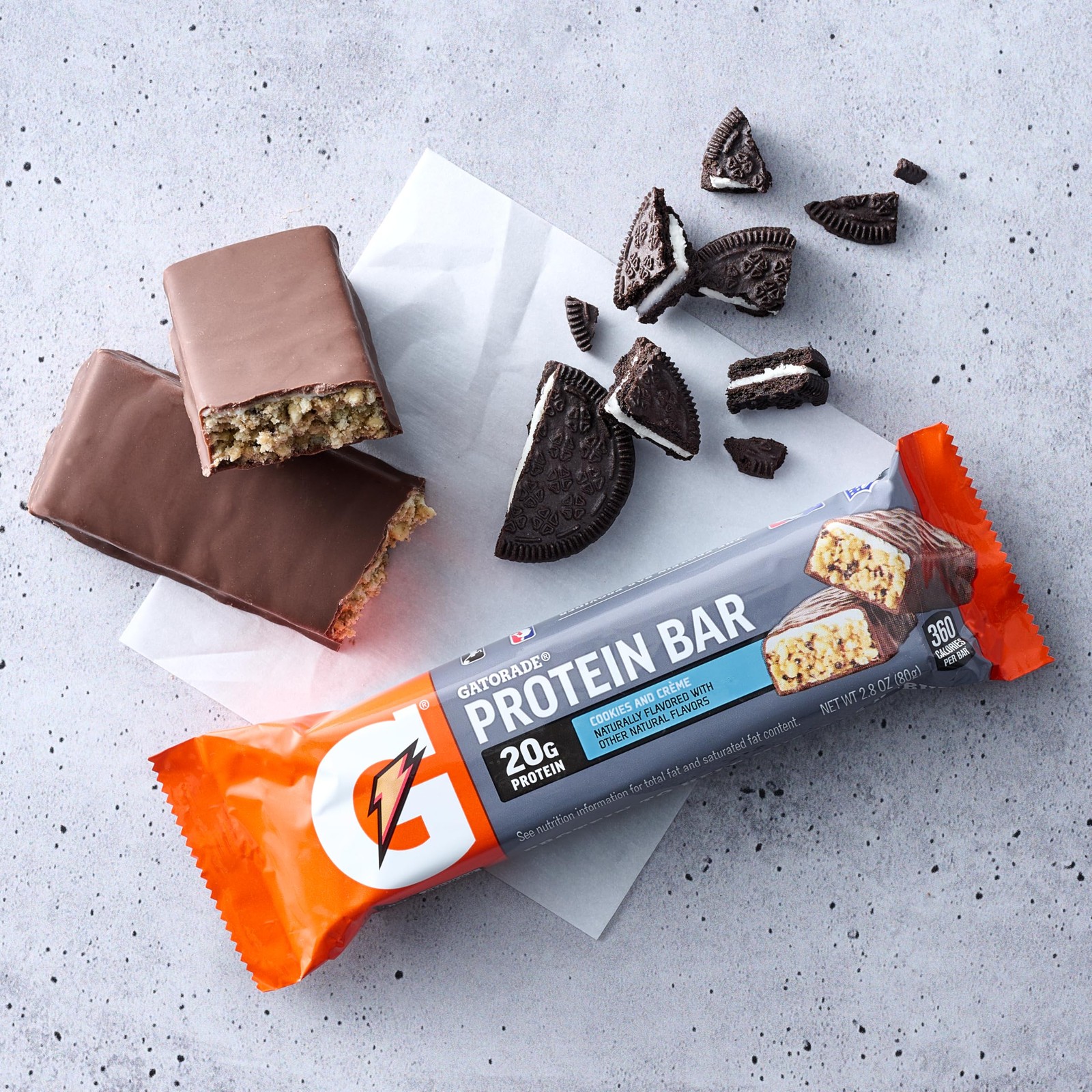 Gatorade Whey Protein Bars, Cookies & Crème, 2.8 oz Ounce (Pack of 12)