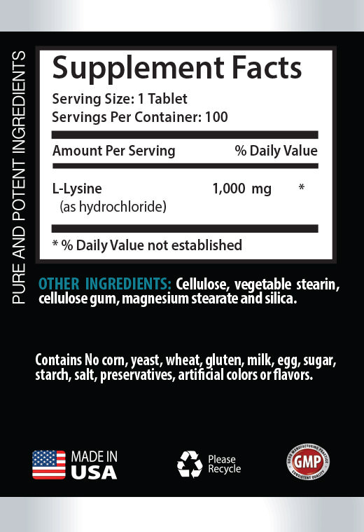 energy boost now – L-LYSINE 1000mg -3 Bottle – weight loss natural muscle growth