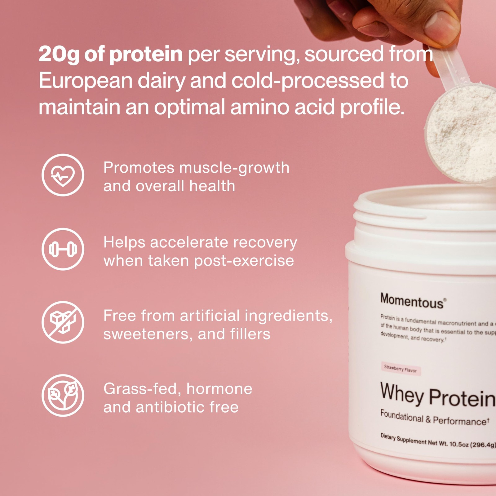 Momentous Essential GrassFed Whey Protein Powder 20 g Whey Isolate Protein …