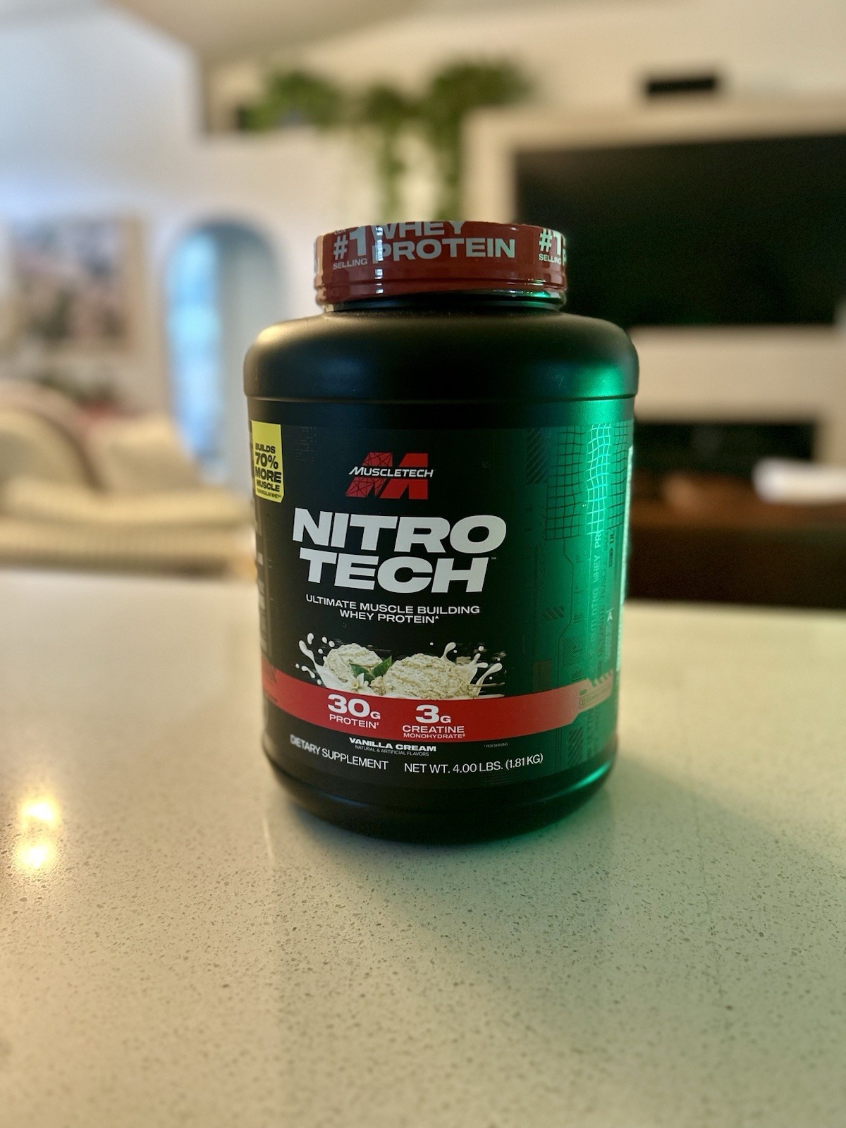 MuscleTech Nitro-Tech Whey Protein, Vanilla Cream, 4 lb, 30g Protein