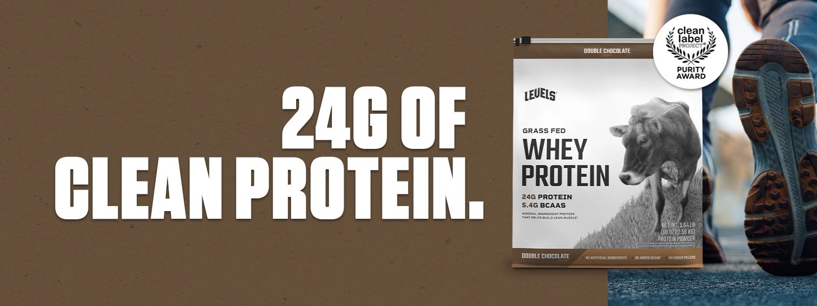 Levels Whey Protein Double Chocolate Grass Fed Whey Protein 5.64 LB, 80 Servings