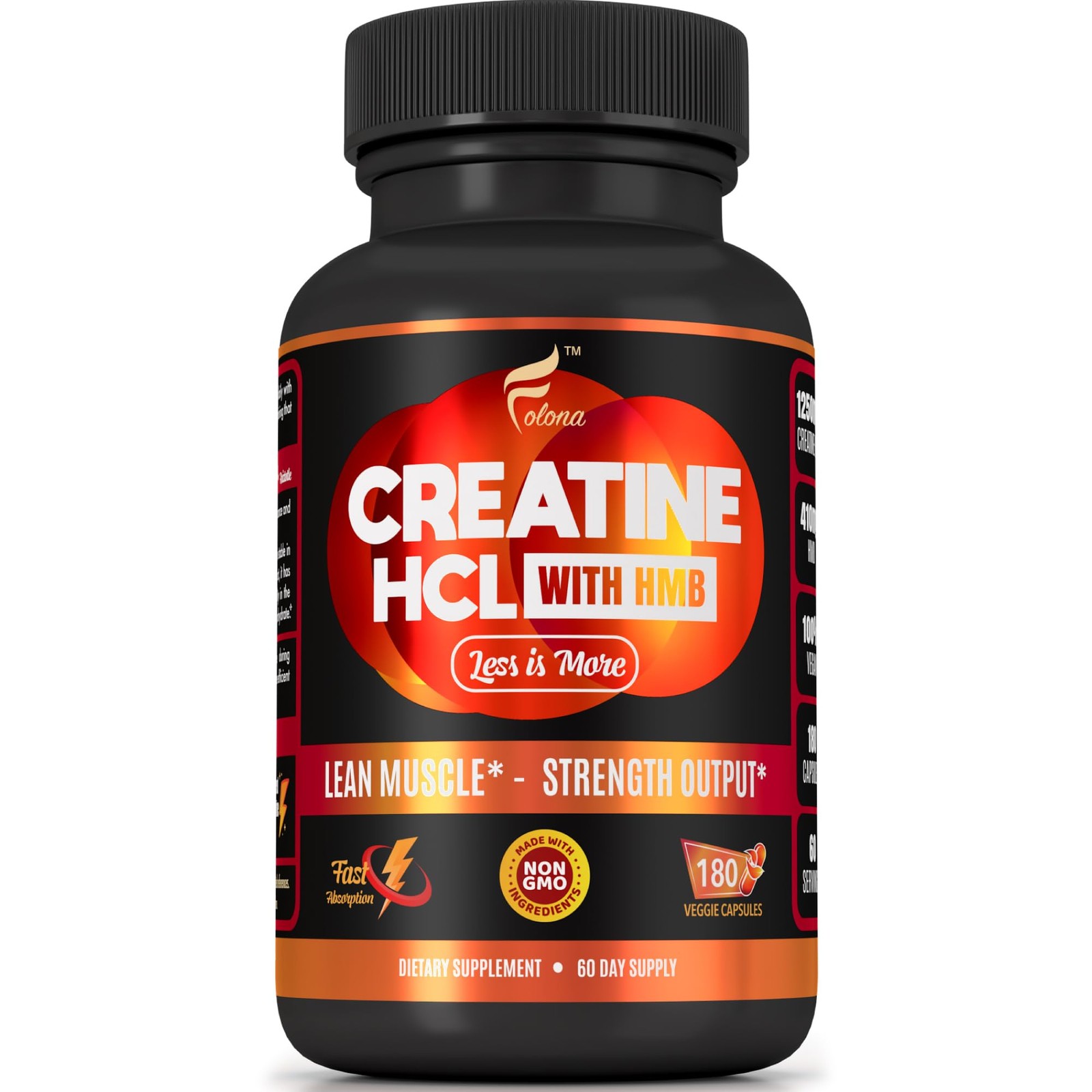 Creatine HCL Capsules with HMB – Workout Supplement for 180 Count (Pack of 1)