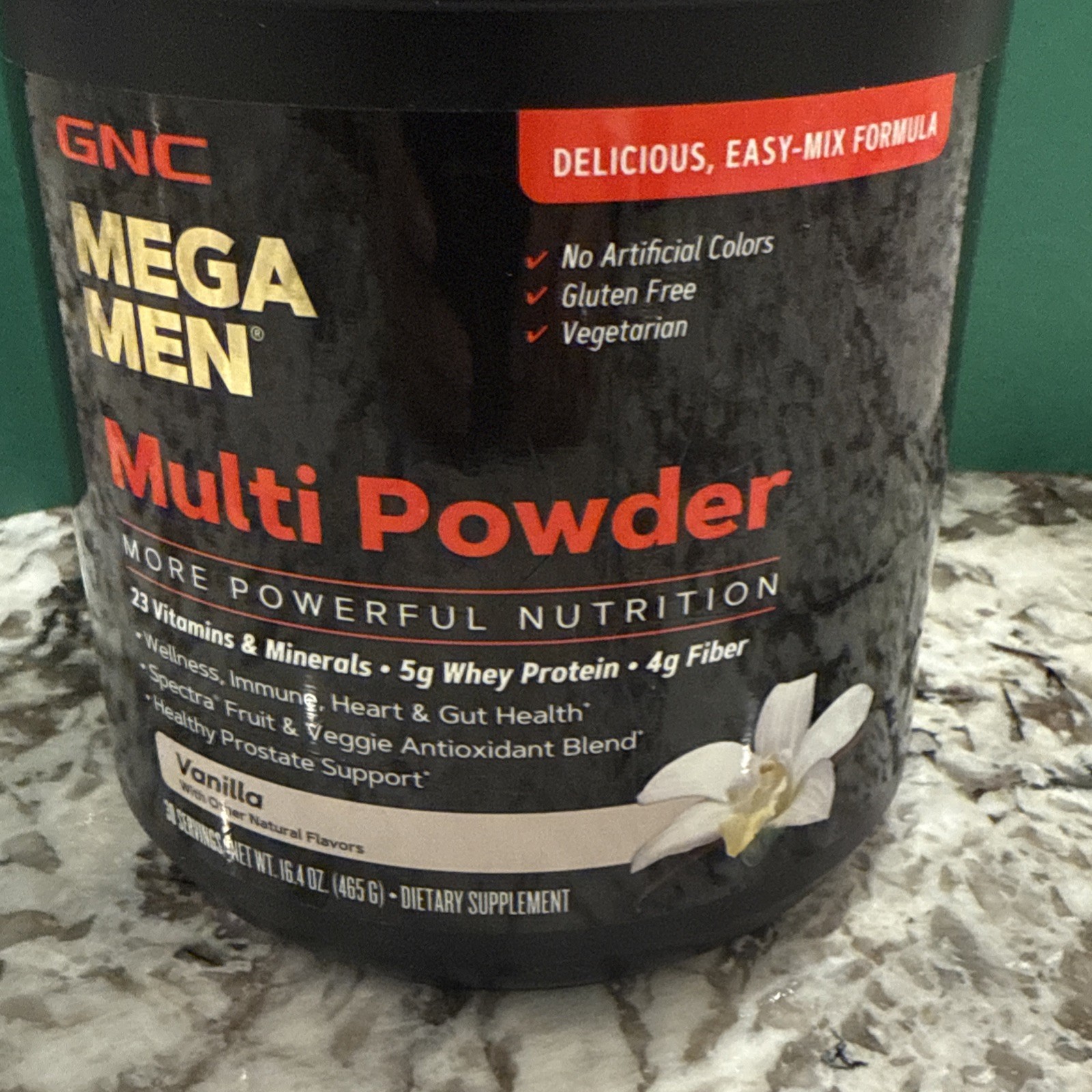 GNC Mega Men Multi Powder, Vanilla, 23 Vitamins & Minerals, 5G Protein, 16.4 oz