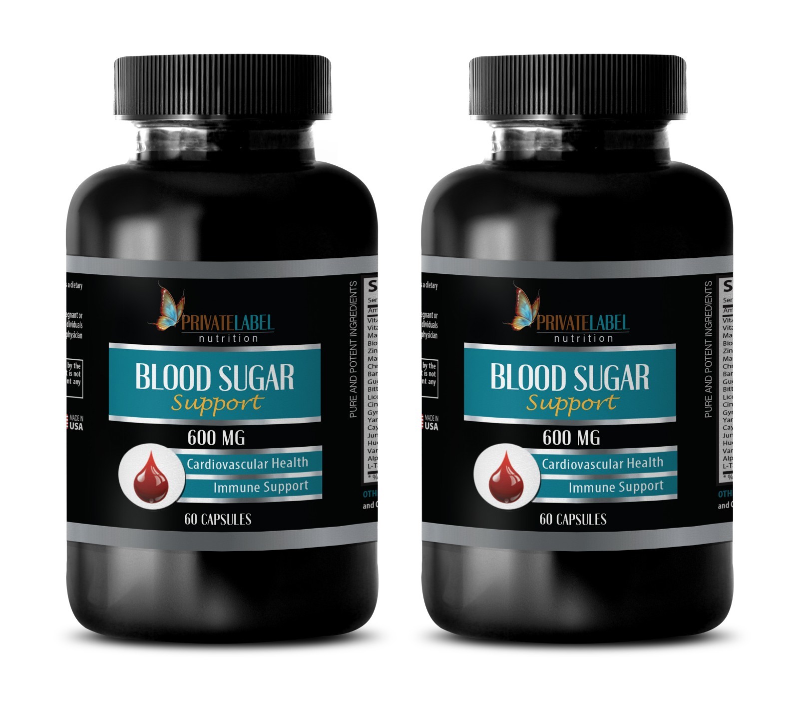 BLOOD SUGAR SUPPORT – Healthy Heart – Cardiovascular Health – 2 Bottles