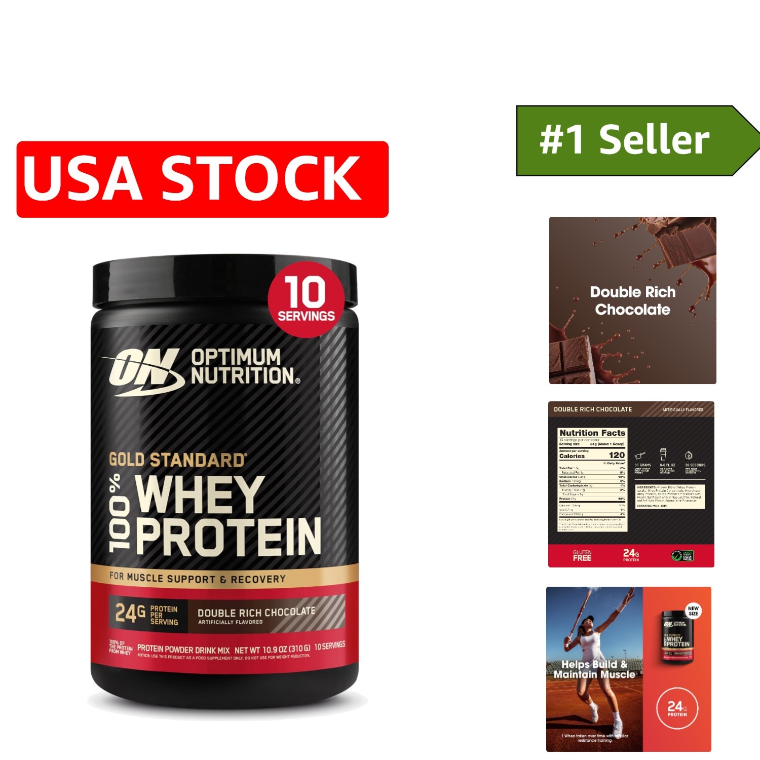Satisfying Double Rich Chocolate Whey Protein – 0.68 lb Muscle Support Powder