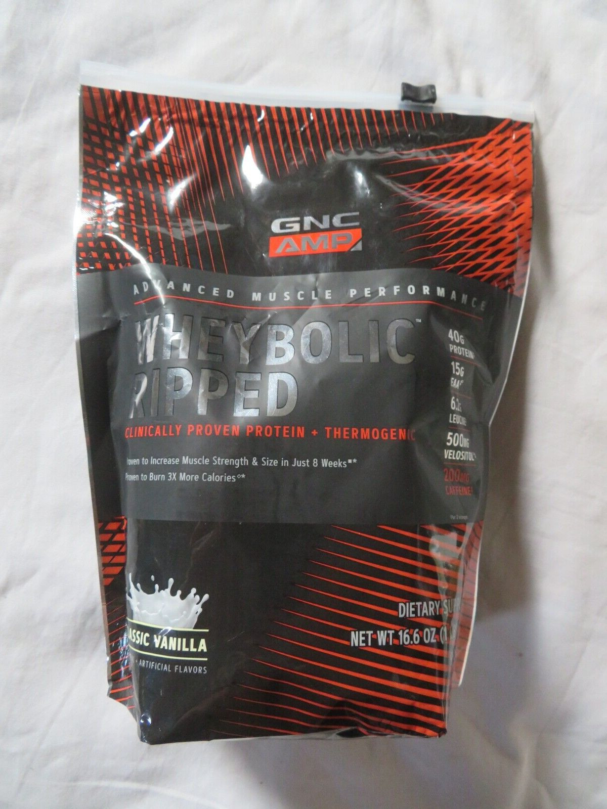 GNC AMP Wheybolic Ripped Protein & Thermogenic Powder Vanilla 16.6 Oz 18 Servs