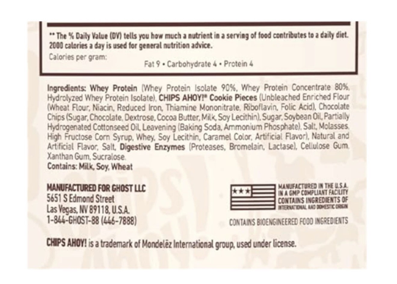 Ghost Whey Protein Chips Ahoy! 58 Servings, 5lb – 160 Cal, 25g Protein Exp 6/27