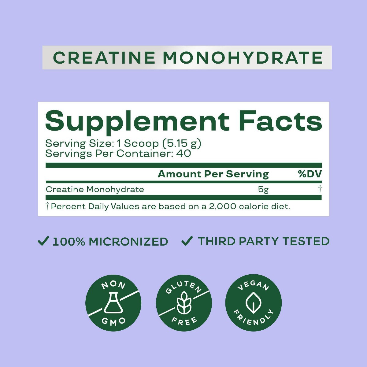 BLOOM NUTRITION Creatine Monohydrate Vegan Supplement Powder – 7.3oz/40 Servings