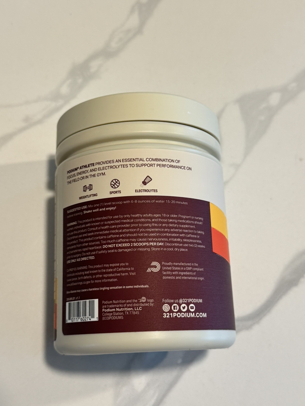 Podium Athlete Pre-Workout Strawberry Watermelon, 150mg Caffeine, 25 Servings
