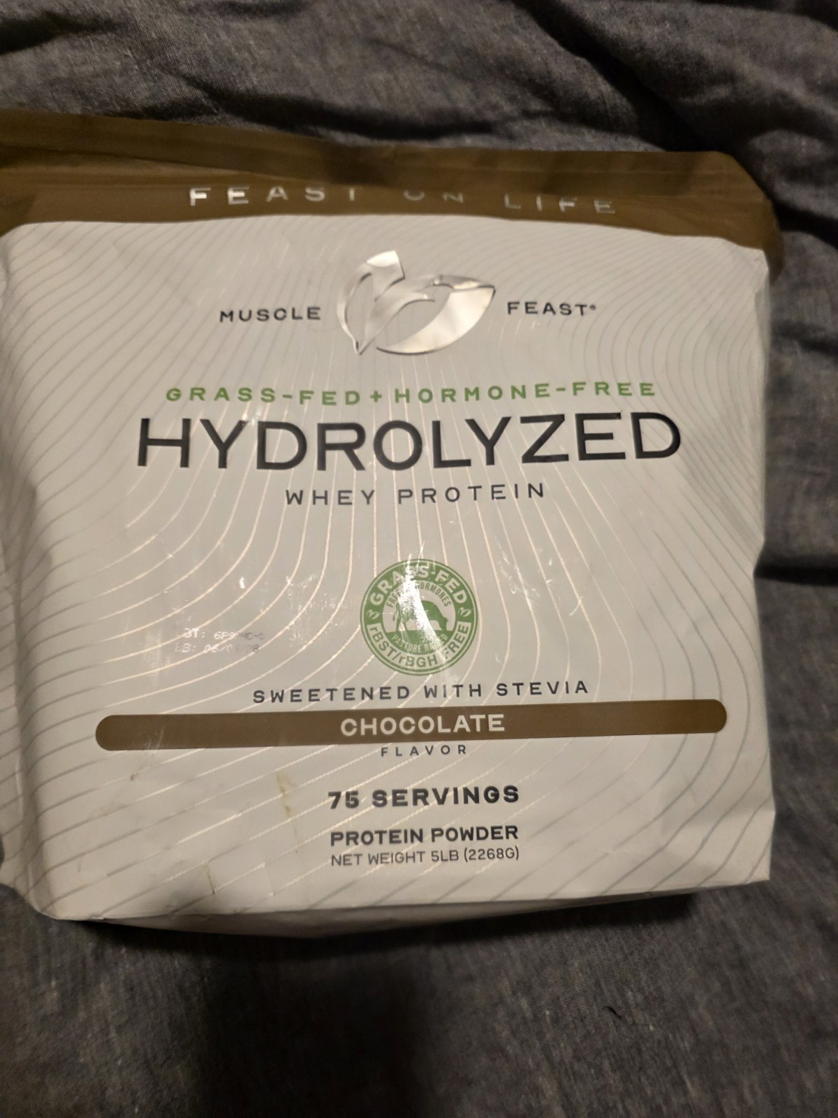 Muscle Feast Hydrolyzed Whey Protein Powder Chocolate Grass Fed 5 lb 75 Servings