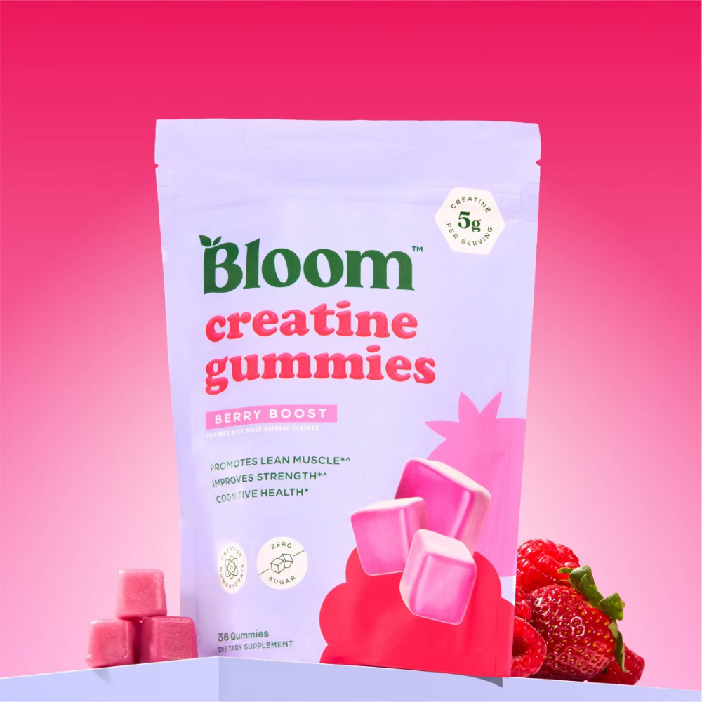 BLOOM NUTRITION Creatine Monohydrate Gummies – Berry Boost – 36ct/12 Servings