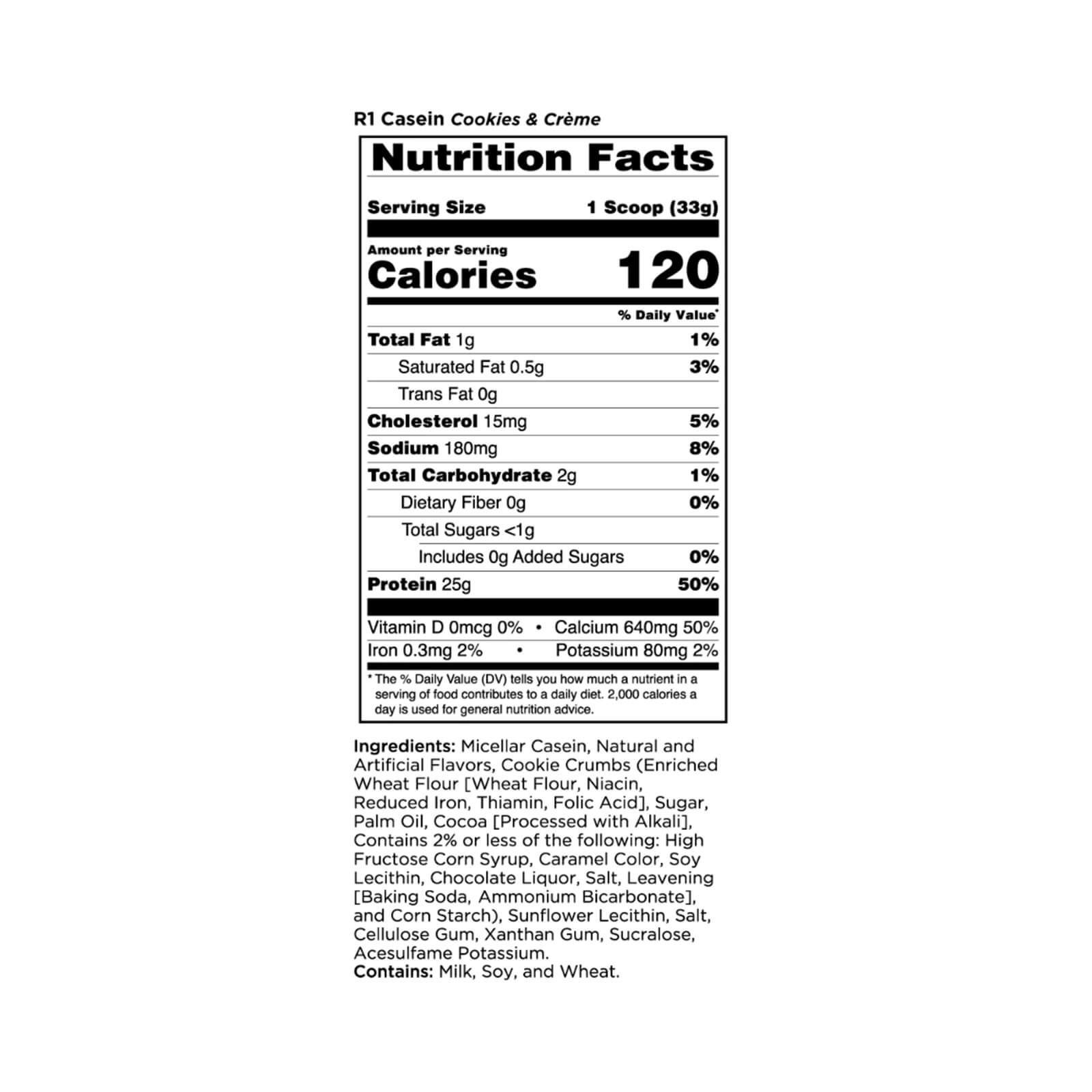 RULE 1 Casein 27 serv Cookies Creme 100% Micellar Casein 1.96lb