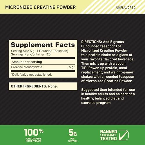 Micronized Creatine Powder Unflavored 1.32 lb 600 g