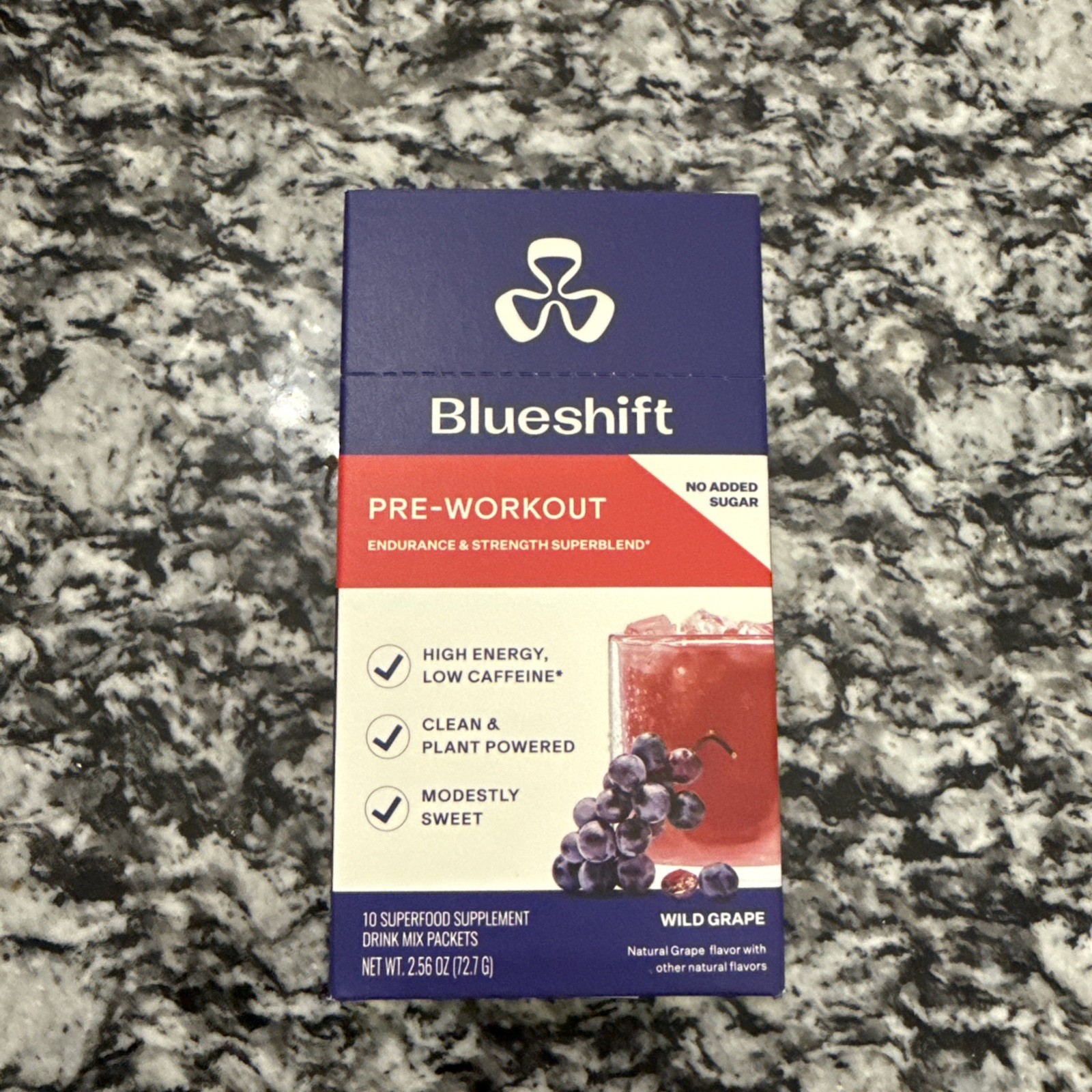 BlueShift Nutrition Pre-Workout Wild Grape 10-pack New FREE SHIPPING! Exp 03/26