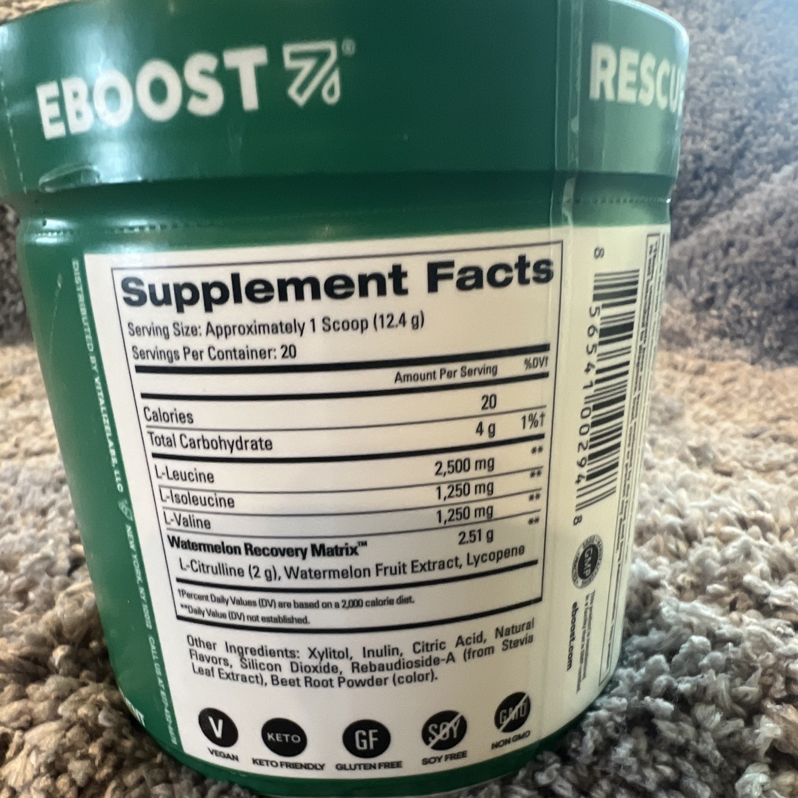 EBOOST Rescue BCAA 2:1:1 Powder Watermelon 8.74oz (248g) 20 Servings