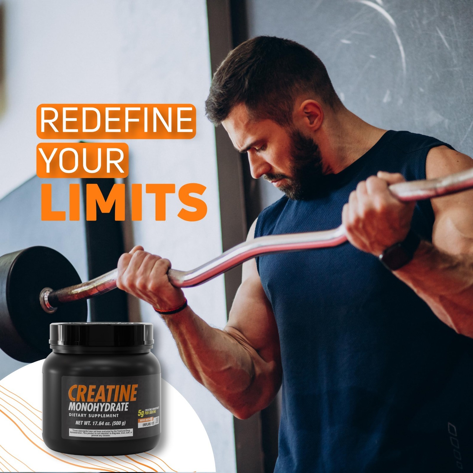Unflavored Creatine Monohydrate Powder 500g – 5g per Serving, 100 Servings