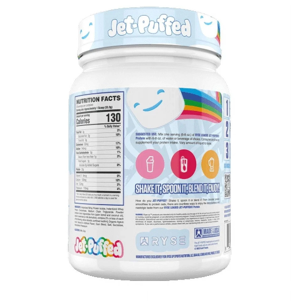 RYSE Loaded Protein Powder, Jet Puffed Marshmallow, 20 Servings, 25g Protein