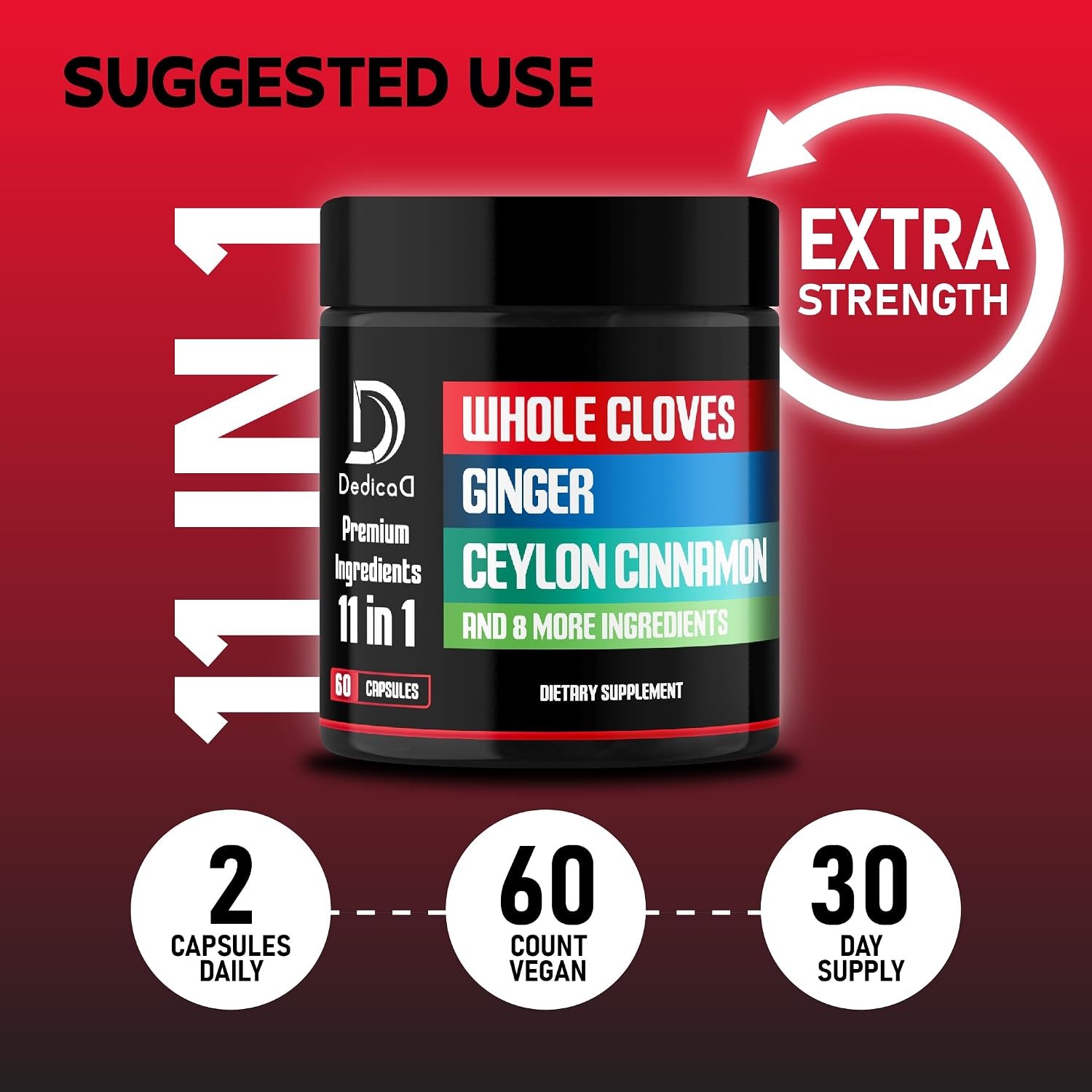 DEDICAD 11in1 Cloves Supplement with Ginger, Ceylon Cinnamon and 8 Other More –