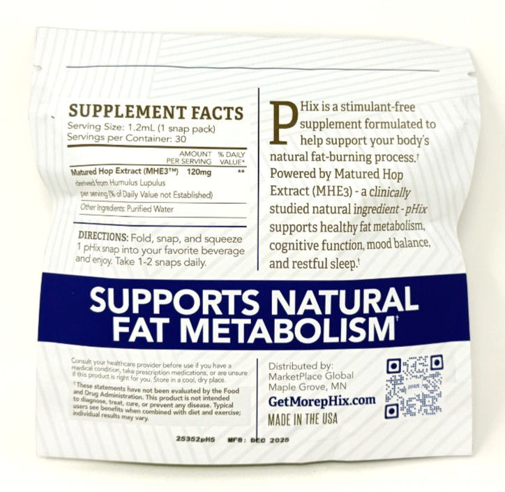 Marketplace Global pHix Fat Burning 30 Snap Packs – New/Sealed! Exp 12/2027
