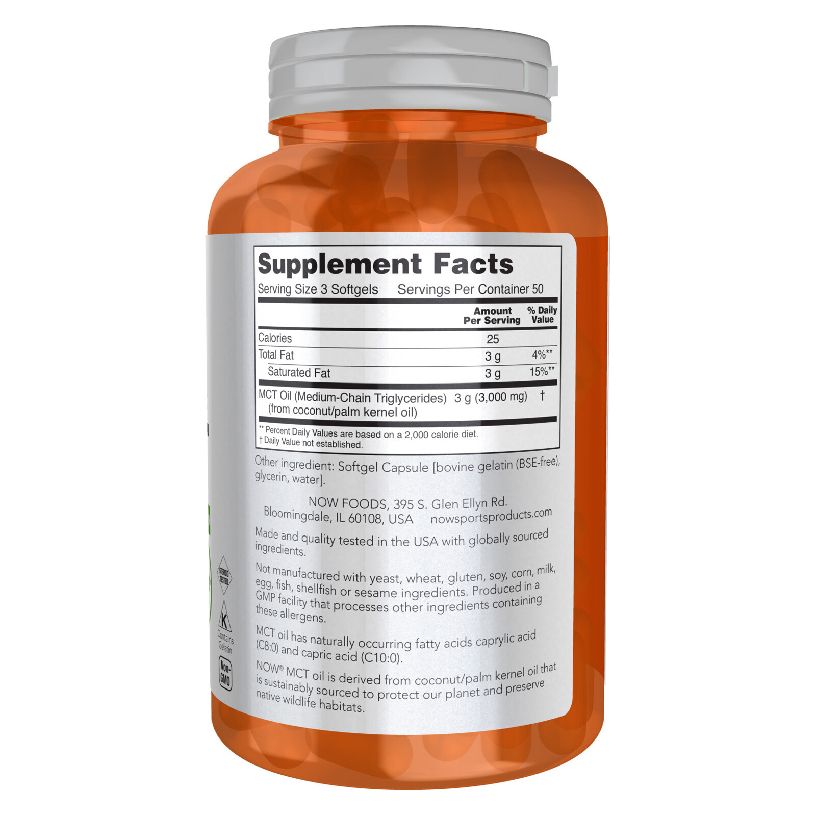 NOW FOODS MCT Oil 1000 mg 150 Softgels